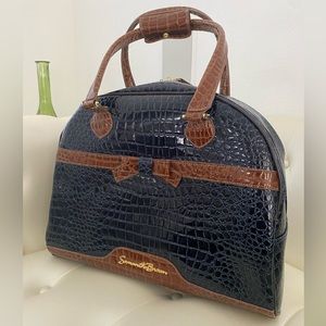 Samantha Brown Large Blue Croc Embossed Travel Bag Excellent